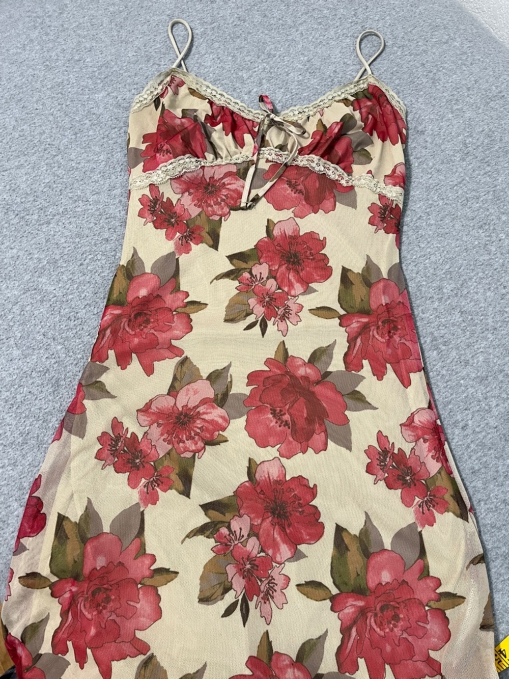 Y2K Mesh Babydoll Midi Dress Medium Cami Floral Fairy Grunge Coquette Woodland - Picture 3 of 12